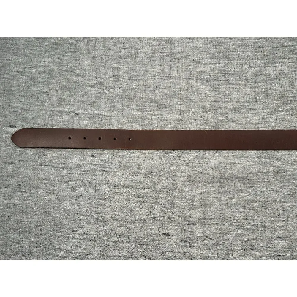 Allsaints Leather Belt Mens 40 Brown Genuine Leather Silver Colored Buckle